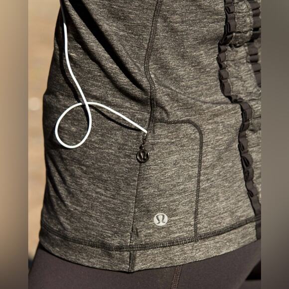 Lululemon Run Free Tank Ruffle Back In Heathered Black Size 4 Running Gym Active - Picture 6 of 15